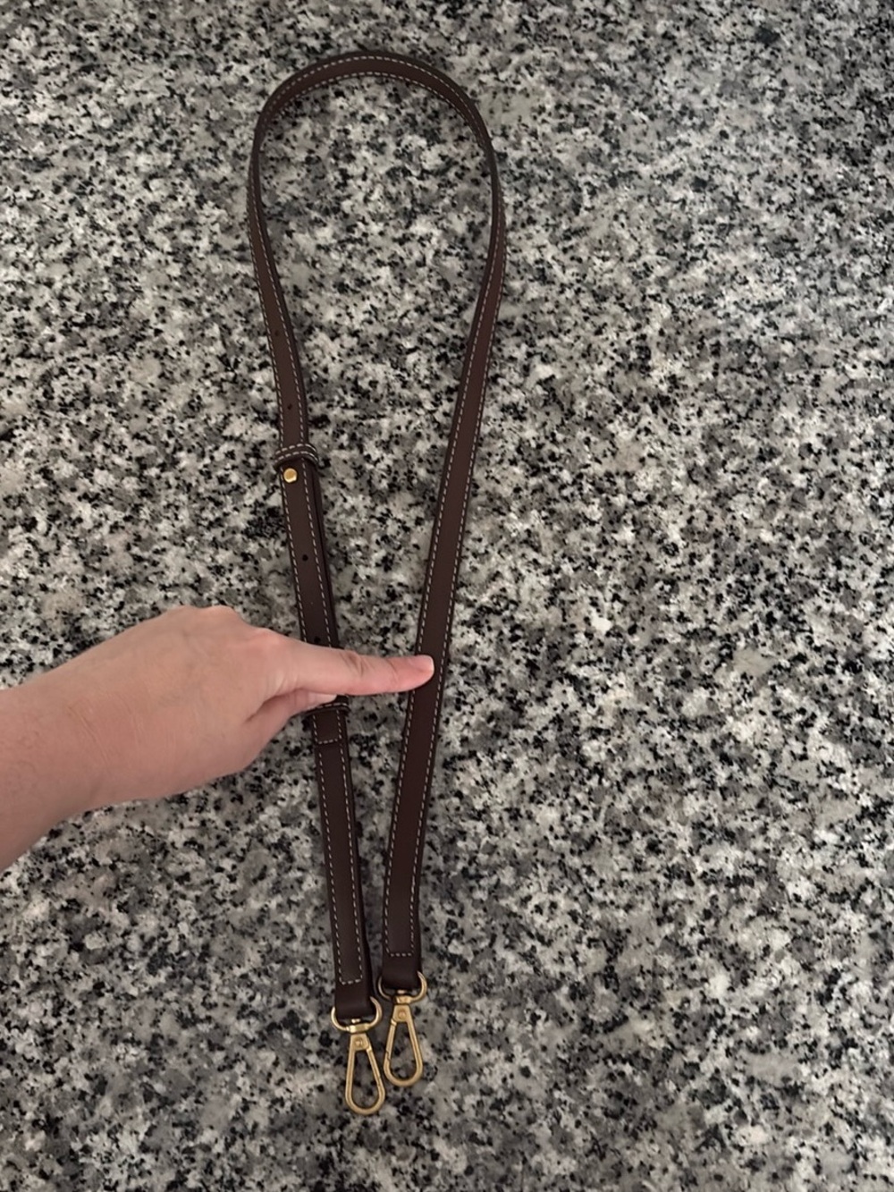 Nordstrom Brown Leather Purse Strap with Gold Hardware